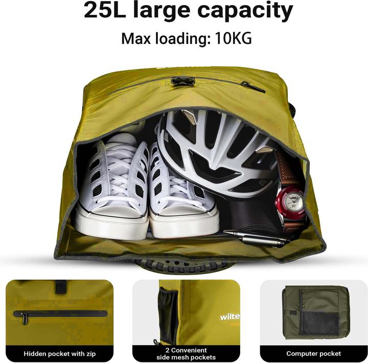 Produktbild Wiltec Gepäckträgertasche gelb 25l Fahrradtasche Rucksack Gepäcktasche (25 l, Gepäckträgertasche)