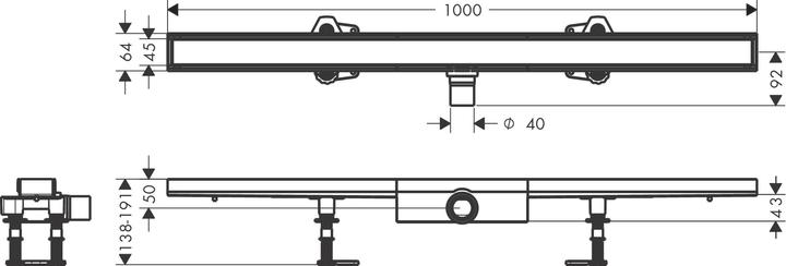 hansgrohe HG Duschrinne RainDrain Compact Komplettset 1000mm (1000 mm)