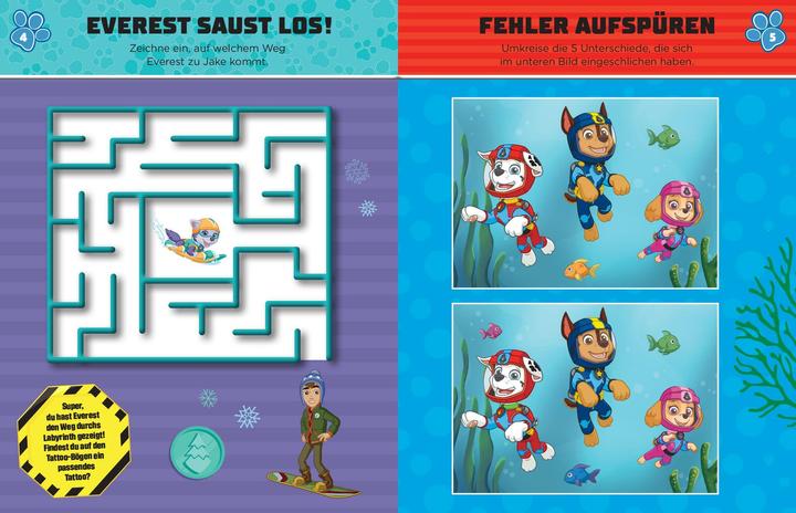 Image du produit PAW Patrol Rätselbuch mit 40 Tattoos (Allemand, Éditions Schwager & Steinlein, 2024)