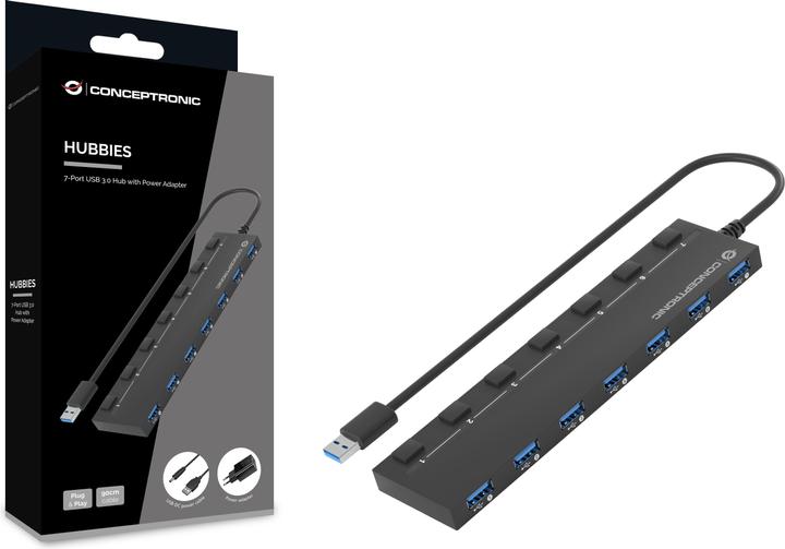 Productafbeelding Conceptronic HUBBIES19BP (USB-A, 7 Havens)