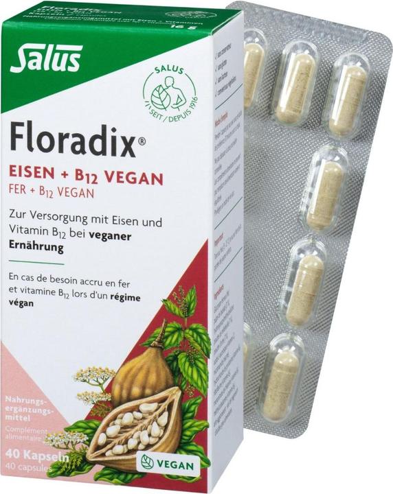 Actual product image Floradix Iron and B 12 Vegan (40 Piece, Capsules, 37 g)