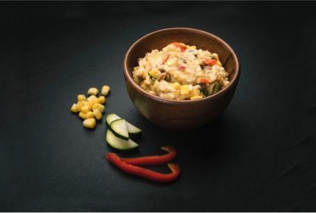 Produktbild REAL Zucchini-Mais-Eintopf Vegan (120 g)