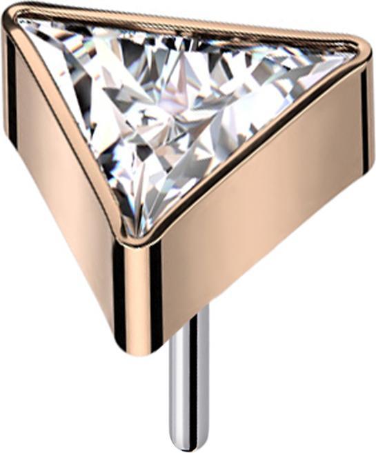 Immagine prodotto Star Piercing Triangolo Threadless in oro rosa e cristallo argento (Titanio G23, senza ottone)