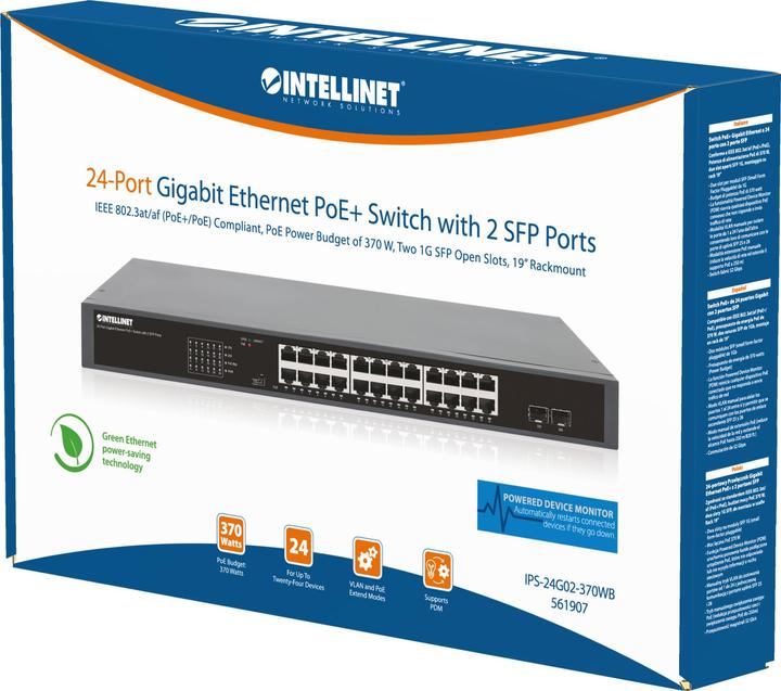 Image du produit Intellinet Commutateur 24 ports Gigabit PoE+ avec 2 ports SFP 19 (26 Ports)