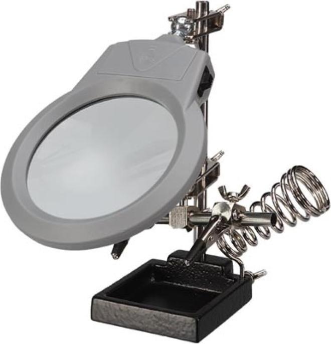 Velleman Terza Mano Con Lente D'Ingrandimento, Lampada A LED E Supporto Per Saldatore (Lampada ingrandente)