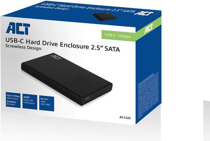 Actual product image 2.5" SATA hard drive enclosure, screwless, USB-C 3.2 Gen2 (2.5")