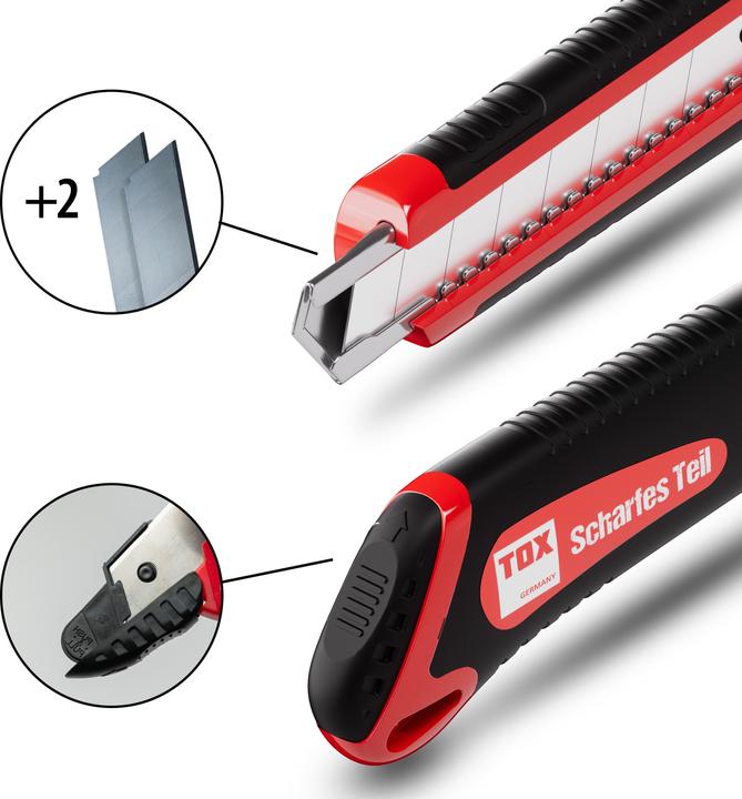 Produktbild Tox Cuttermesser rot "Scharfes Teil" inkl. 3 Klingen (Cutter)