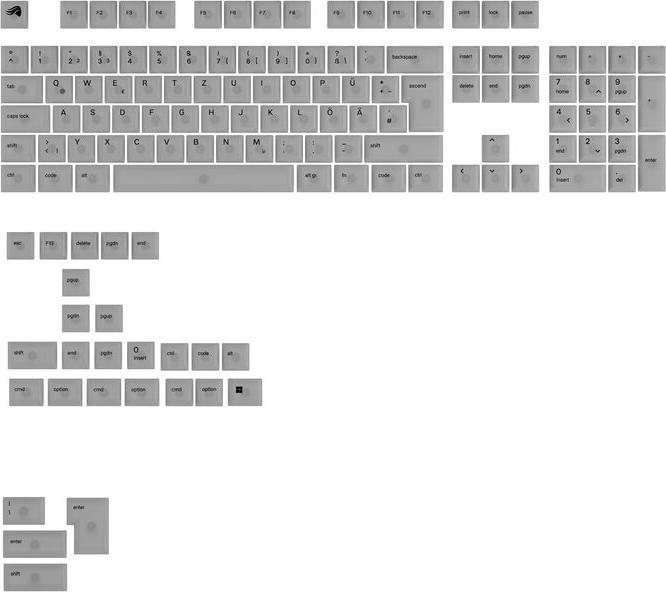 Glorious Polychroma V2 Keycaps, ANSI Layout (DE), Polycarbonat, UV-Druck - Transparent