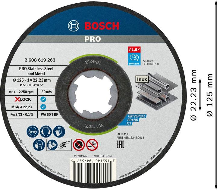 Produktbild Bosch Professional Zubehör PRO Stainless Steel and Metal X-Lock Trennscheibe, 125 x 1 x 22,23 mm