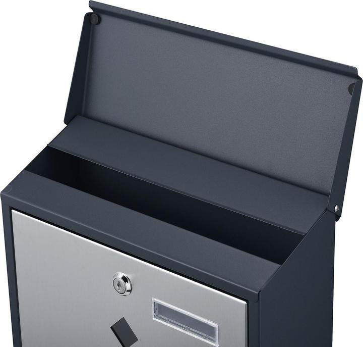 Produktbild Wiltec Briefkasten V36 Anthrazit Edelstahl 305x105x385mm pulverbeschichtet Wand