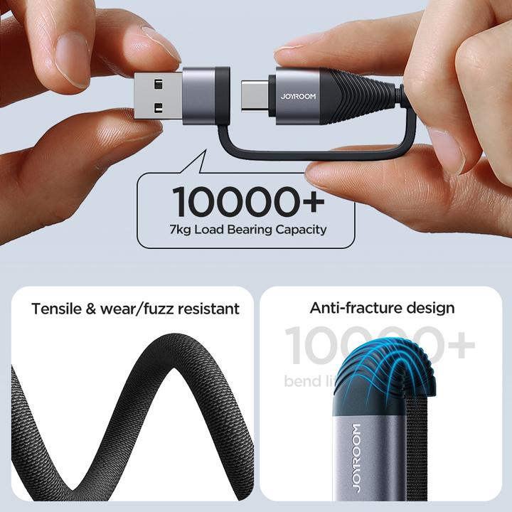 Produktbild Joyroom Cable SA37-2T2 4in1 2C 1L 1A, 60W, 1.2m black (1.20 m, USB 3.0, 60 W)