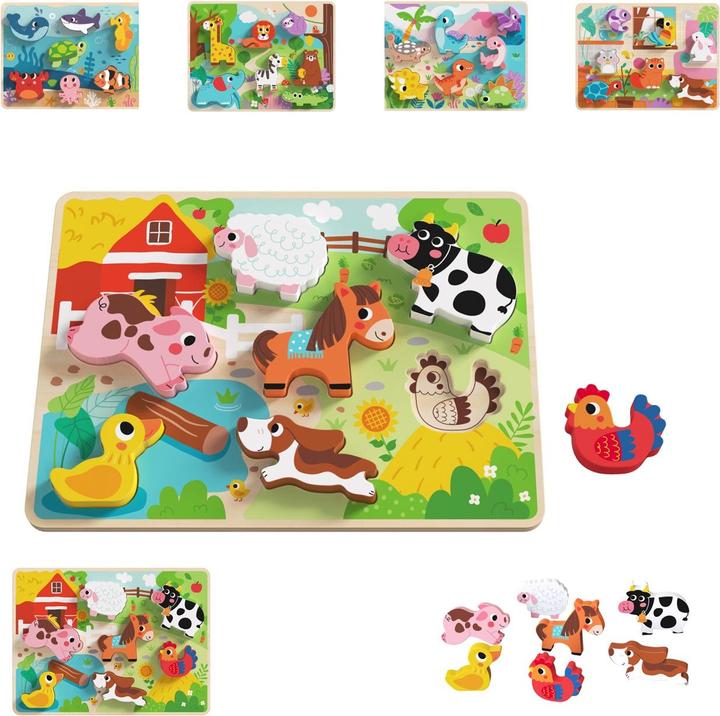 Produktbild Tooky Toy 3D Kinder Holz-Puzzle (8 Teile)