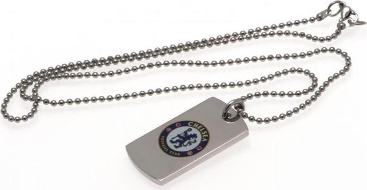 Chelsea FC Wappen Erkennungsmarke und Kette Edelstahl (100% synthetisches Material)