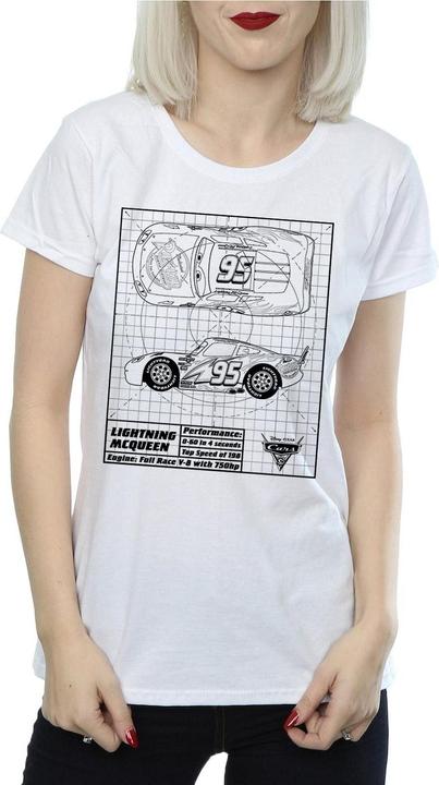 Immagine prodotto Disney Cars Lightning McQueen Blueprint Maglietta Donna (XL)
