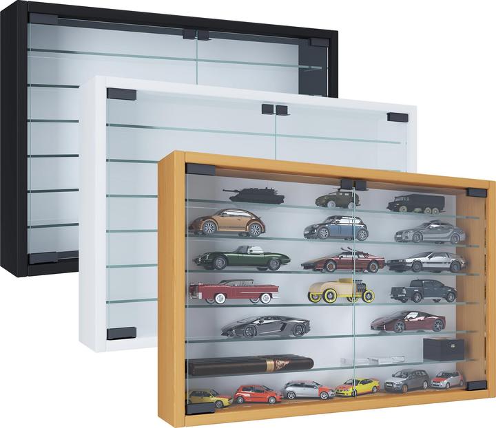 Produktbild VCM Holz Glas Hängevitrine Wandvitrine Sammel Deko Sammler Vitrine Mandosa XL (60 x 10 x 40 cm)