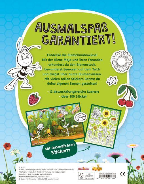 Actual product image Ravensburger Mein Ausmalstickerbuch Die Biene Maja – Grosses Buch mit über 250 Stickern, viele (German, Studio 100 Media GmbH, 2024)