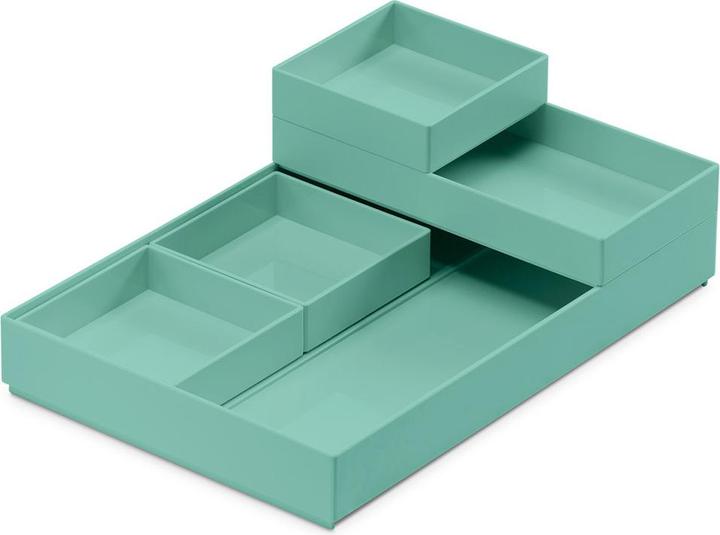 Immagine prodotto Moxom Set di contenitori Vassoio modulare, 250x170x35mm, 5 pezzi, turchese