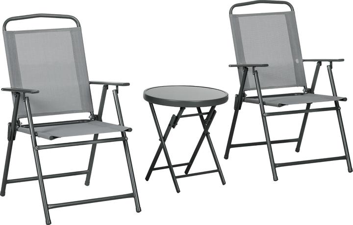 Produktbild Outsunny Gartenmöbel-Set mit Glastisch und 2 Stühlen (64 cm)