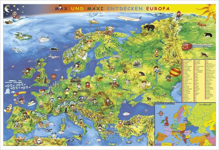 Image du produit Carte de l'Europe pour enfants. Carte murale Poster