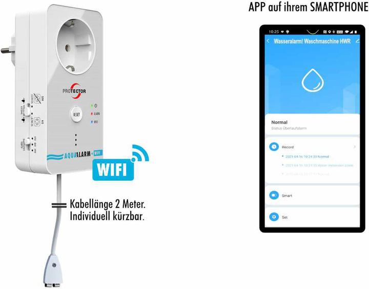 Actual product image Protector Water detector WA 11 with WiFi alarm forwarding, for wall socket