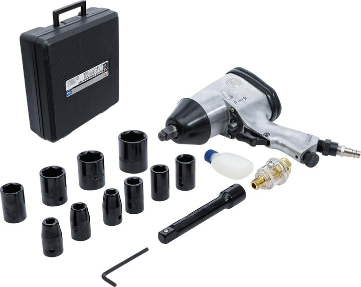 Actual product image BGS Air Impact Wrench with Tool Set 12.5 mm (1/2") 312 Nm 16 pcs. (Air blast)