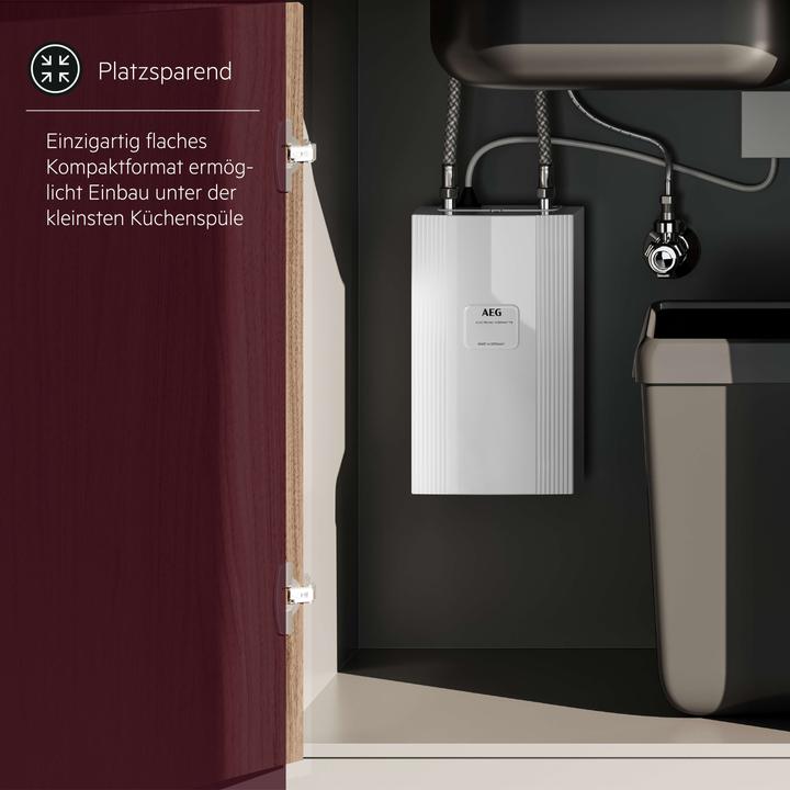Actual product image AEG Haustechnik DDLE Compact 11/13 kW Compact instantaneous water heater for the kitchen, 400 V, under-sink, VDE
