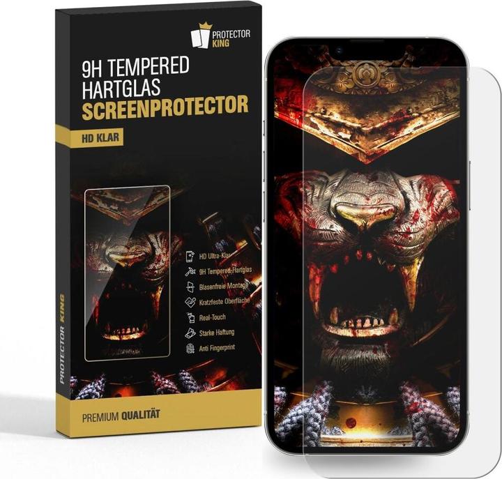 Protectorking 1x echtes Tempered 9H Panzerhartglas 3D KLAR (1 Stück, Apple iPhone 13 Pro)