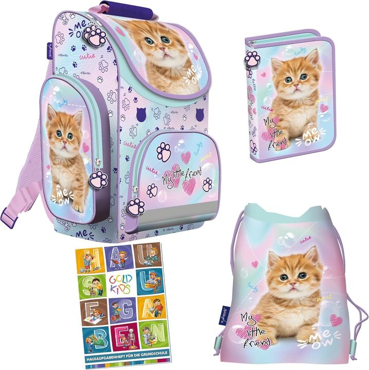 Produktbild Goldkids 4-teiliges Schulranzen-Set Katze Motiv