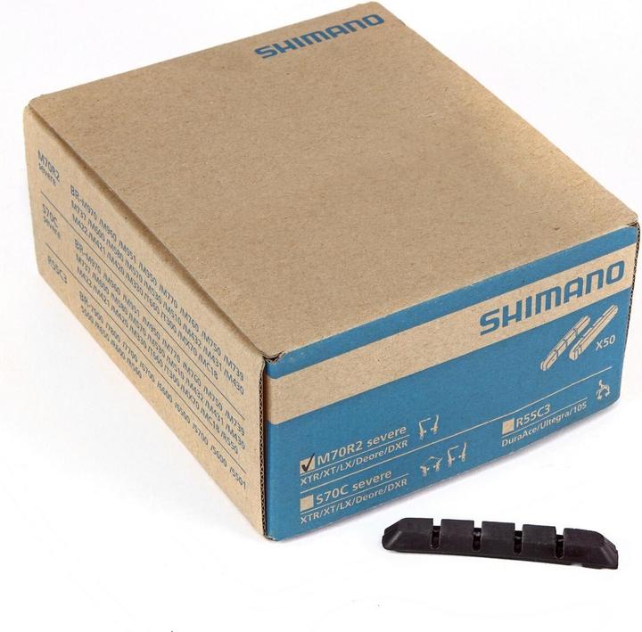 Produktbild Shimano M70R2 Bremsbeläge für Cartridge Bremsschuh für Alufelge (Shimano, Gummi)