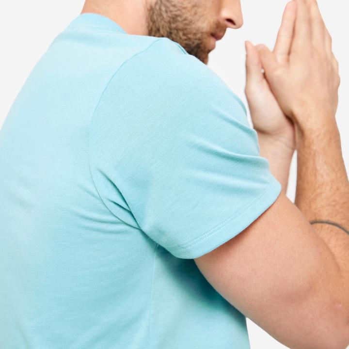 Image du produit Domyos T-shirt homme crosstraining respirant col rond Slim - turquoise (S)