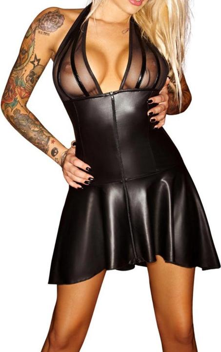 Produktbild Noir Handmade Wetlook-Kleid mit Powernet (S)