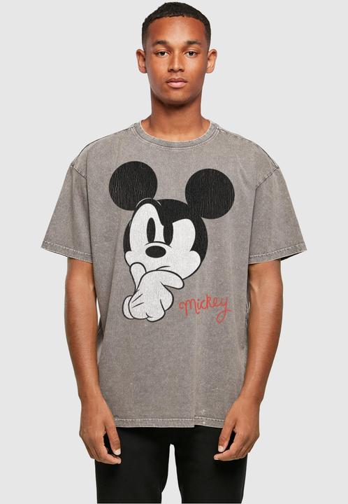Actual product image Absolute Cult Mickey Mouse - Distressed Ponder Acid Washed Oversize Tee - 115191 (M)