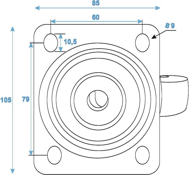 Produktbild Roadinger Lenkrolle 100mm blau Lager geschützt (Zubehör)