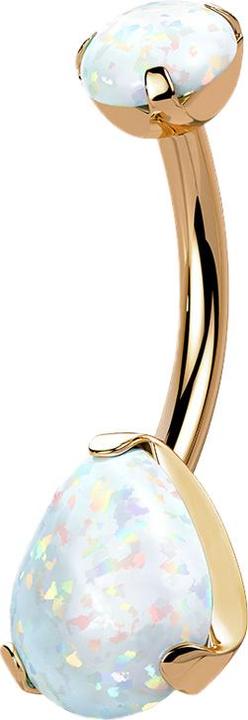 Star Piercing Banane rosegold mit Opal und Opal Tropfen weiss (Titan G23, ohne Messing)