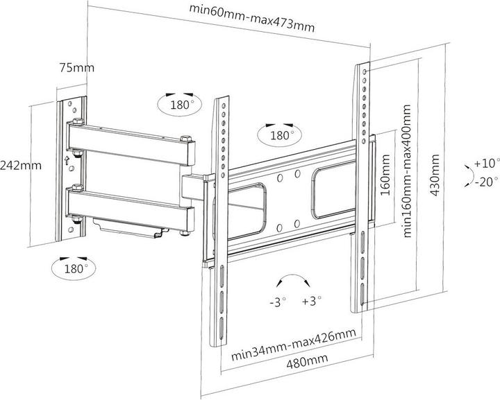 Produktbild InLine 23109a (Wand, 55", 50 kg)