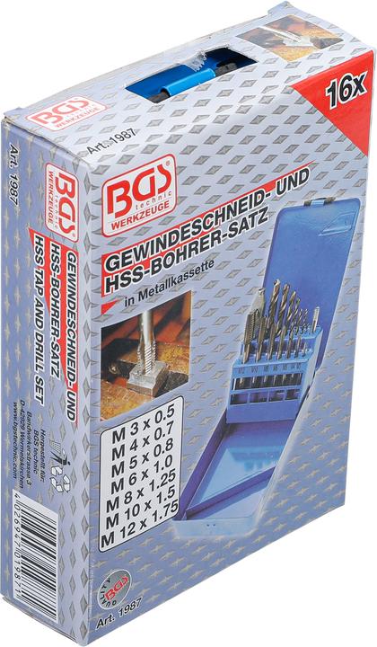 Image du produit BGS Jeu de tarauds et mèches HSS M3 - M12 / 2,5 - 10,2 mm