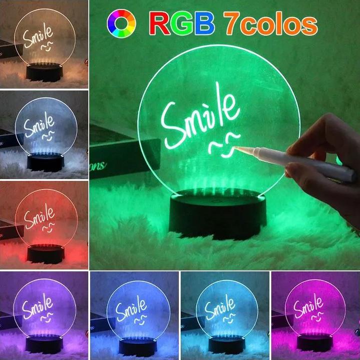 Image du produit PhoneLook Tableau de messages transparent multicolore à LED avec télécommande et stylo acrylique