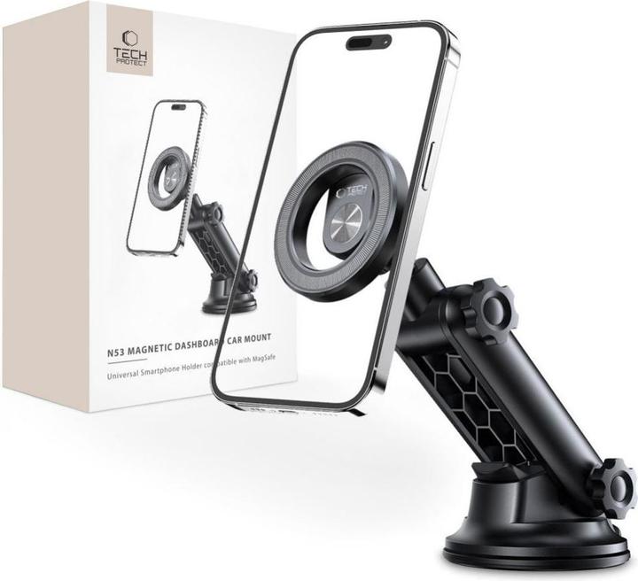 Actual product image Tech-Protect N53 car phone holder with MagSafe on the dashboard - black