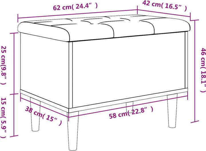 Actual product image VidaXL Bench with storage space Brown oak-look 62x42x46 (42 cm)