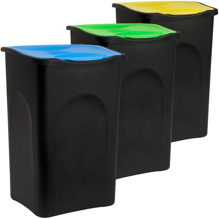 Actual product image Deuba 3x Waste garbage can with hinged lid (50 l)
