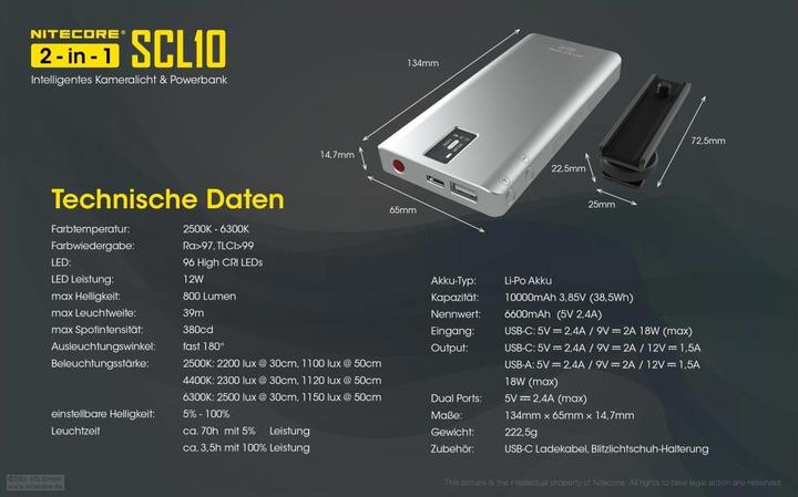 Actual product image Nitecore SCL10 Kameralicht