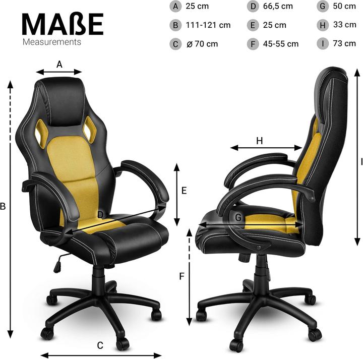Image du produit Tresko Racing Chefsessel mit Wippmechanik und gepolsterten Armlehnen