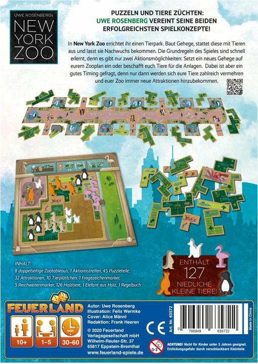Actual product image Feuerland FEU63572 - New York Zoo, Board game, 1-5 players, ages 10+ (DE edition) (German)