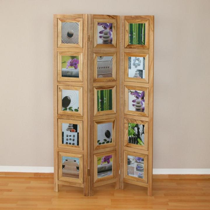 Produktbild Greendeco 3 fach Paravent Raumteiler Holz Trennwand in natur Foto Fotowand