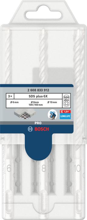 Actual product image Bosch Zubehör PRO SDS plus-5X hammer drill bit set, 6/8/10 mm, 3 pcs. (8.0, 10.0, 6.0 mm)