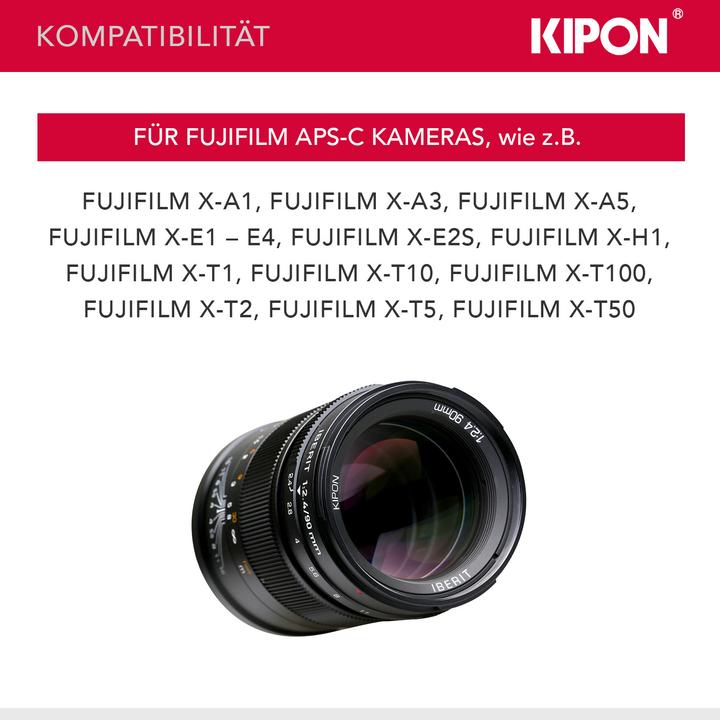 Actual product image Kipon Iberit 90/2.4 full frame Fuji X (Fujifilm X, full size)
