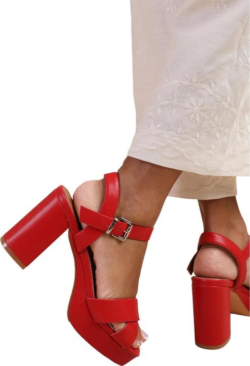 Actual product image Where's That From Womens/Ladies Marcia PU Strappy Platform Block High Heels (39)