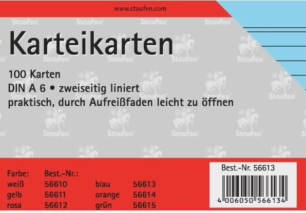Immagine prodotto Staufen Schede A6/100 foderate di blu (A6, 180 g/m², 100 x)