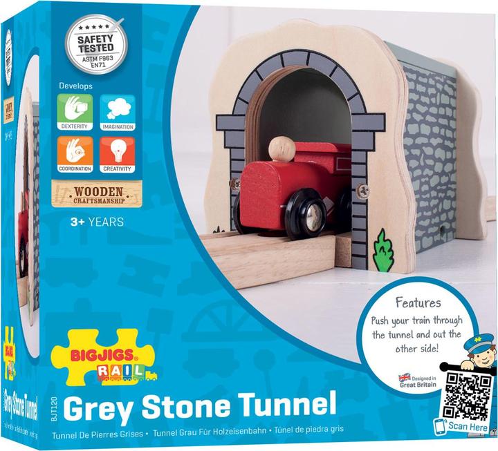 Actual product image Bigjigs Wooden rail gray tunnel