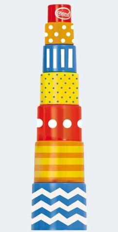 Actual product image Gowi 453-41 Retro pyramid, 7-piece, stacking and pegging toy